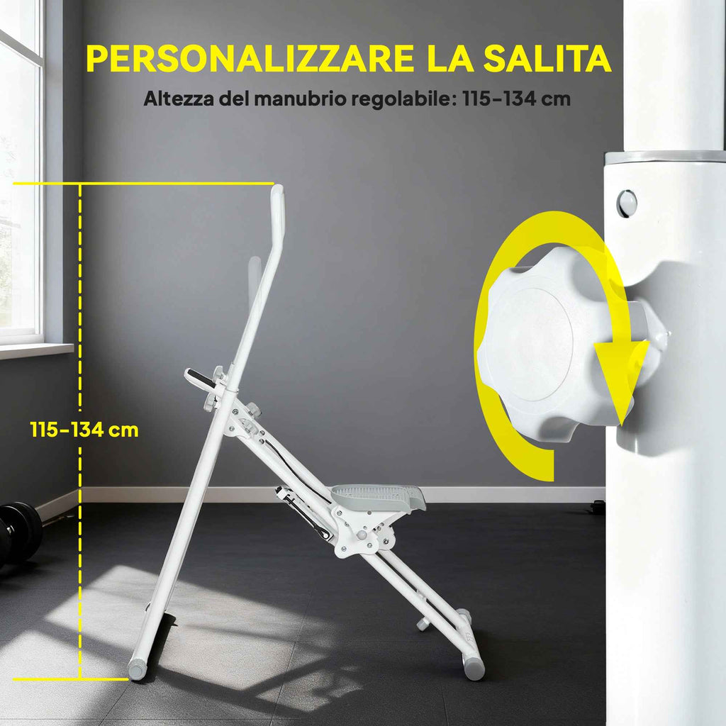 SPORTNOW Folding Vertical Climber Stepper with Adjustable Handle, Non-Slip Pedals and LCD Monitor, White