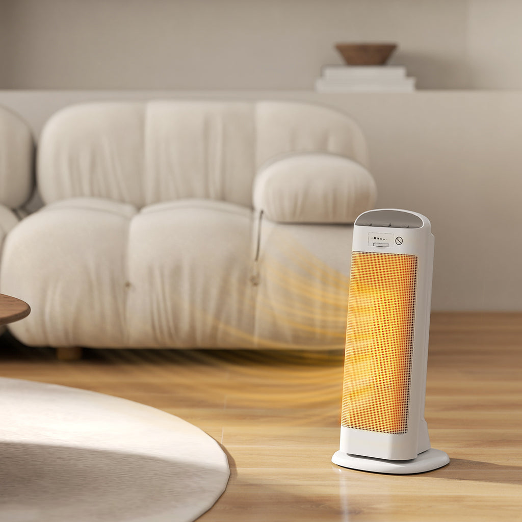 2000W Electric Ceramic Heater, 4 Modes and Adjustable Heating, 55° Oscillation, White