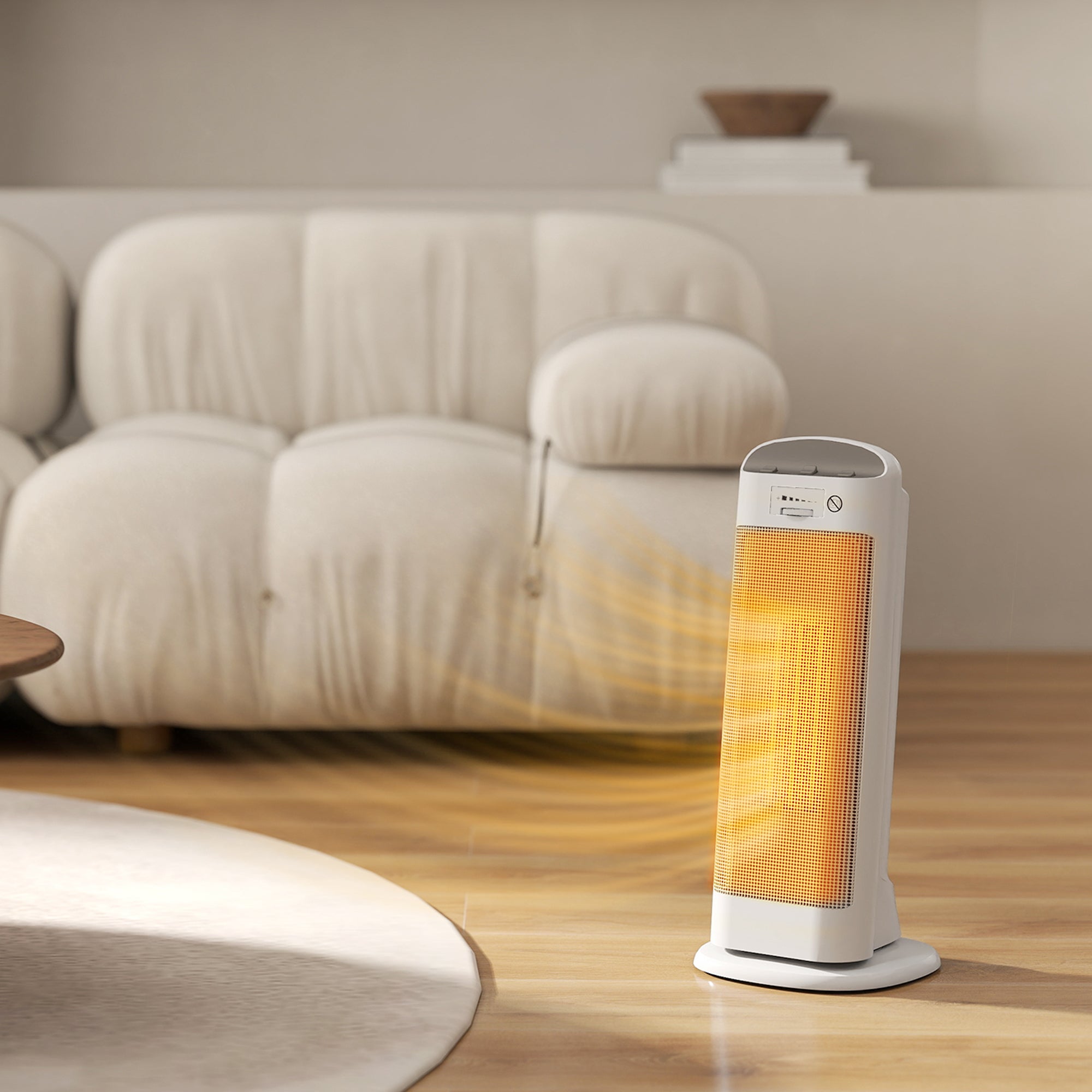 2000W Electric Ceramic Heater, 4 Modes and Adjustable Heating, 55° Oscillation, White