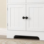 4-Door Kitchen Cabinet with 2 Cupboards and Adjustable Shelf, 58.2x30x123 cm, White