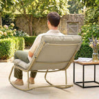 Outsunny Outdoor Rocking Chair, Seat 63 cm, Cushion Included, Khaki Color.