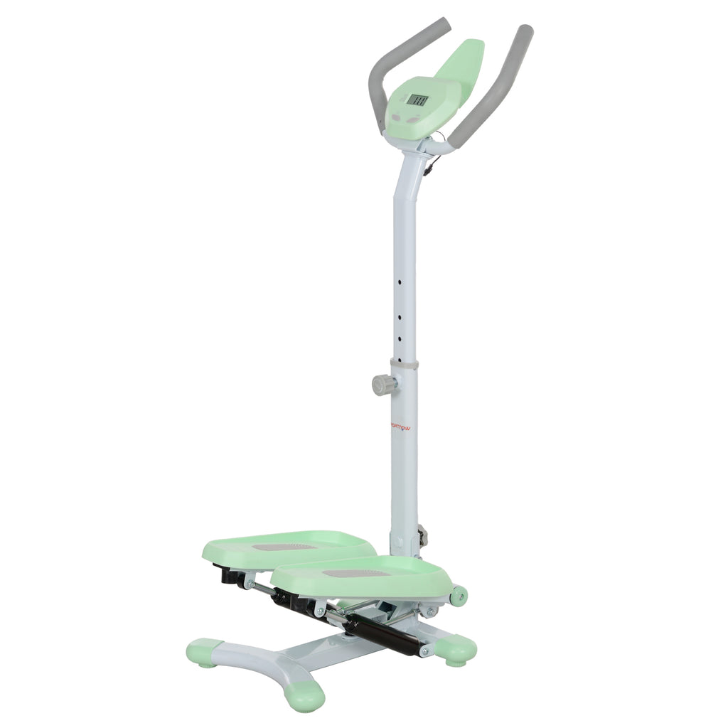 SPORTNOW Stepper with Handlebar and Adjustable Step and LCD Monitor, in Steel and ABS, 48x38x108-118 cm, Green