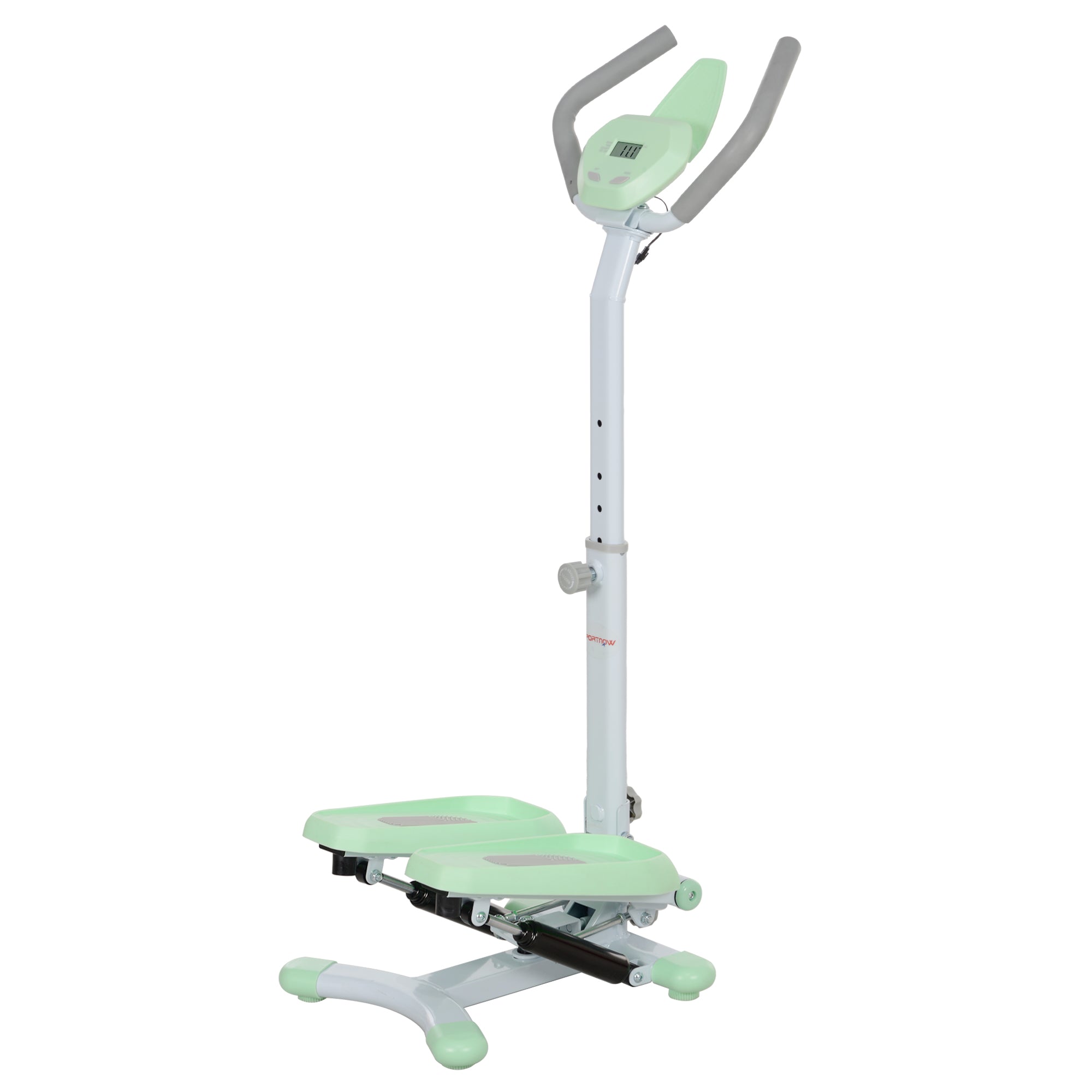SPORTNOW Stepper with Handlebar and Adjustable Step and LCD Monitor, in Steel and ABS, 48x38x108-118 cm, Green