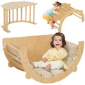 3-in-1 Montessori Arch for Children 18-48 Months, Climbing Frame, Table and Swing with Cushion