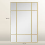 HOMCOM Window Style Wall Mirror with Vertical and Horizontal Mounting, 90x60 cm, Gold