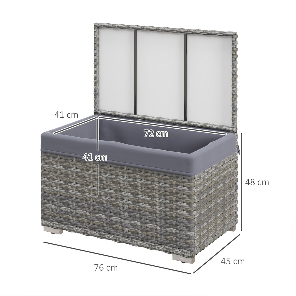 Outsunny garden trunk in Rattan pe with internal coating in waterproof fabric, 76x45x48 cm, gray - Borgè