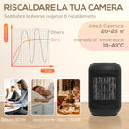 Electric Heater, Adjustable 3-Mode, 24-Hour Timer, Fireproof PP and PA, 14x14x21.5 cm, Black