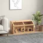 Hamster Cage with Platform, Ladders, Hut and Bridge, in Fir Wood, 85x45x44 cm - Borgè