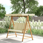 3 Seater Garden Swing with Adjustable Canopy and Cushions, 195x120x170 cm, Beige