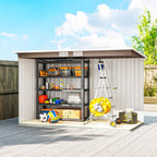 Outsunny Steel Garden Shed with 2 Vents and 2 Sliding Doors, 280x130x172 cm, Brown Wood