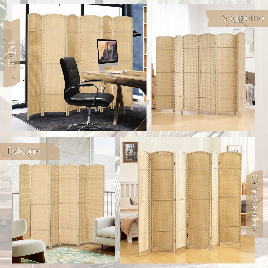 HOMCOM 6-Panel Folding Room Divider, 240x170 cm, Beige