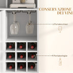 HOMCOM Pantry Cabinet with Bottle Rack, Cabinets, Shelves and Drawer, in Chipboard and Wood, 100x38x172 cm, White - Borgè