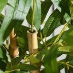 HOMCOM 60cm High Artificial Bamboo Plant in Green Polyester and PP with Cement Pot Ø15x12.5cm