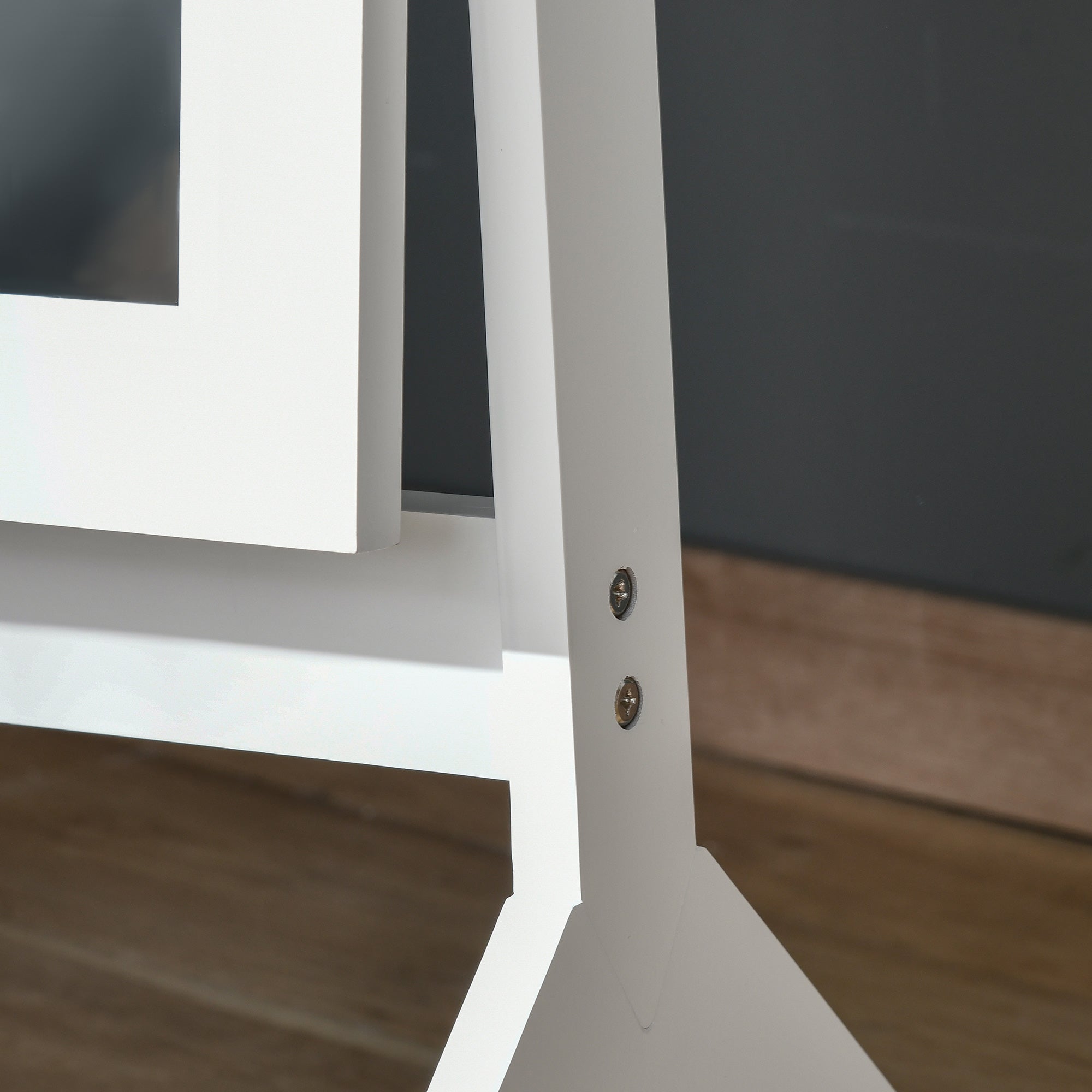 Full-Length Mirror with 4 Legs and Adjustable Angle, Wood and Glass, 47x46x148 cm, White