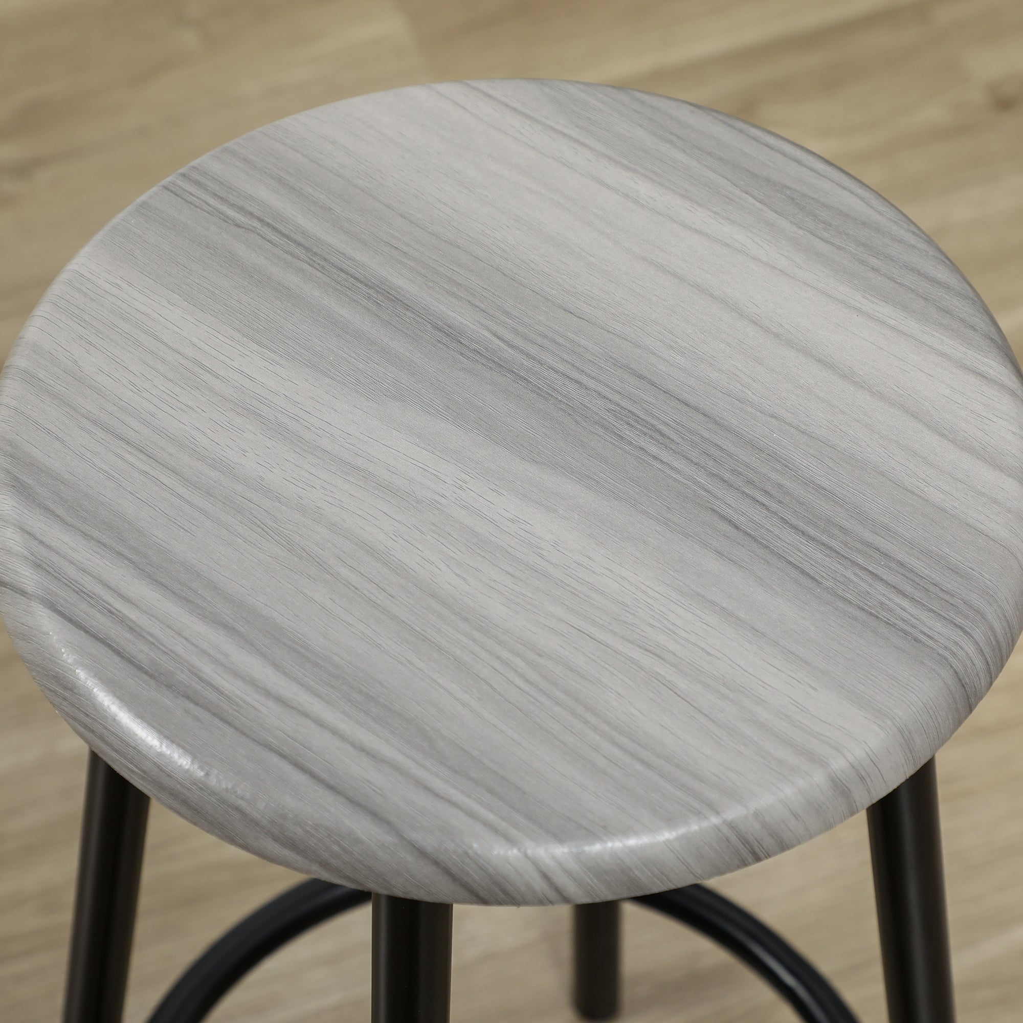 5 Piece Dining Set with Bar Counter 110x50x89.5 cm and Stools Ø30x60.5 cm in Wood and Metal Grey and Black