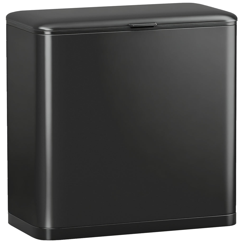 HOMCOM 8L Waste Bin with Stainless Steel Lid and Removable Inner Bucket, 29.7 x 17.4 x 30 cm, Black