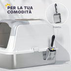 2-Bay Enclosed Cat Litter Box with Deodorizer and Scoop, 60.4 x 40.4 x 41.8 cm, White and Grey