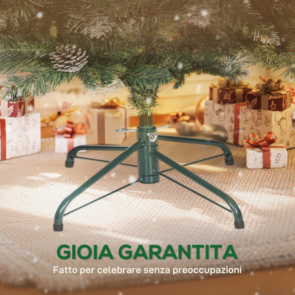 150cm Indoor Christmas Tree with 398 Branches, Pine Cones and Red Berries, Metal Base, Green