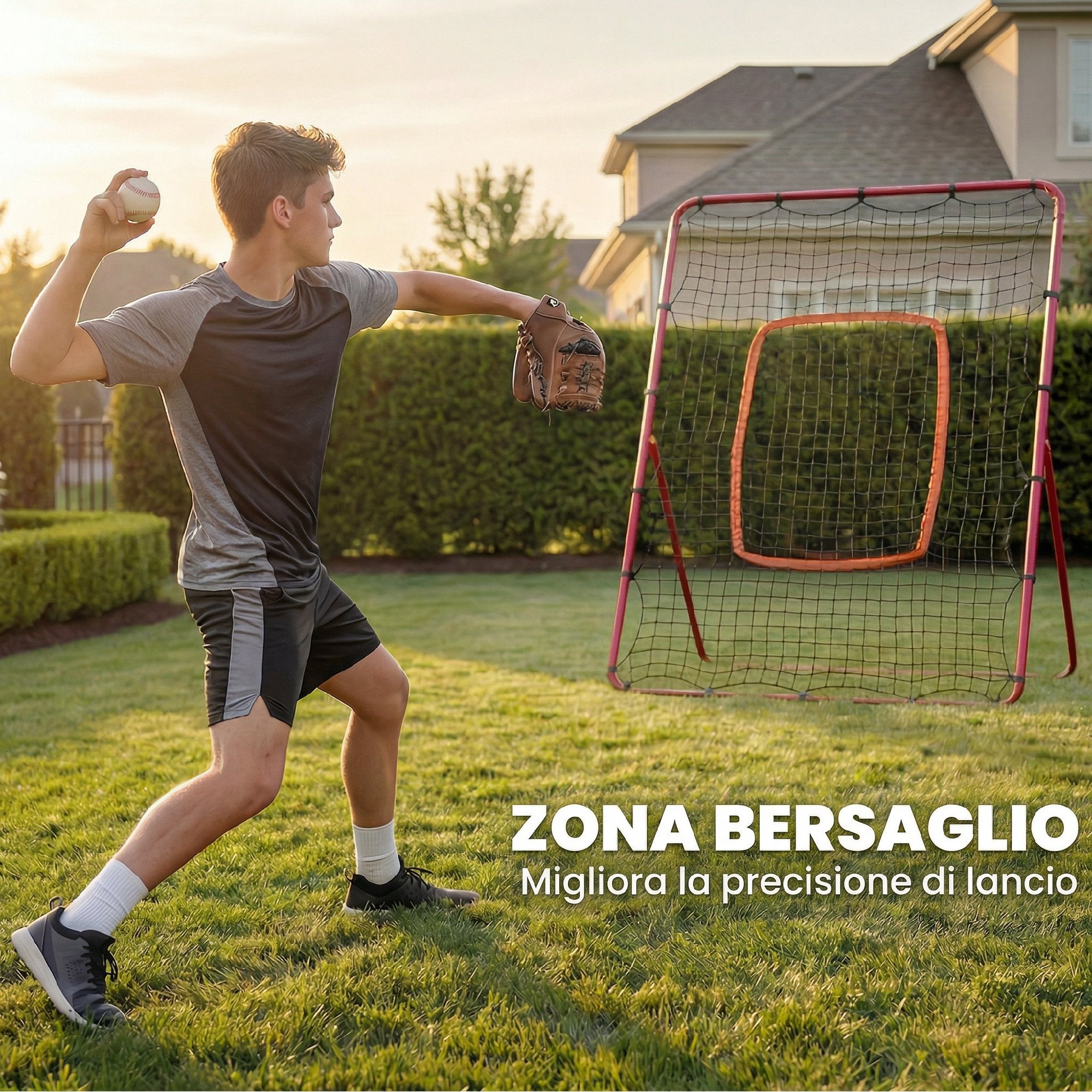 SPORTNOW Portable Baseball Rebound Net with 4 Adjustable Angles.