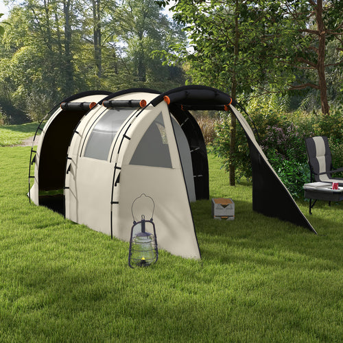 4-5 Person Camping Tent with Blackout Canopy, Waterproof with Carry Bag, Khaki