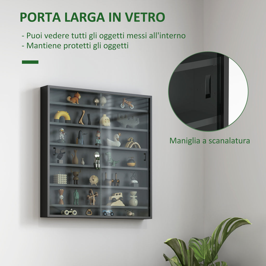 80x9 6-Tier Adjustable Wooden Notice Board with Glass Doors, 80x9.5x83 cm ...