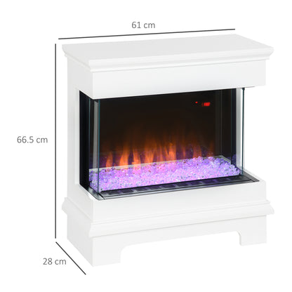 HOMCOM 10-Color Electric Fireplace with Automatic Shut-Off and 12h Timer, 61x28x66.5 cm, White - Borgè