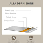 HOMCOM Rectangular Wall Mirror with Hooks, Glass and MDF, 50x70 cm, Black