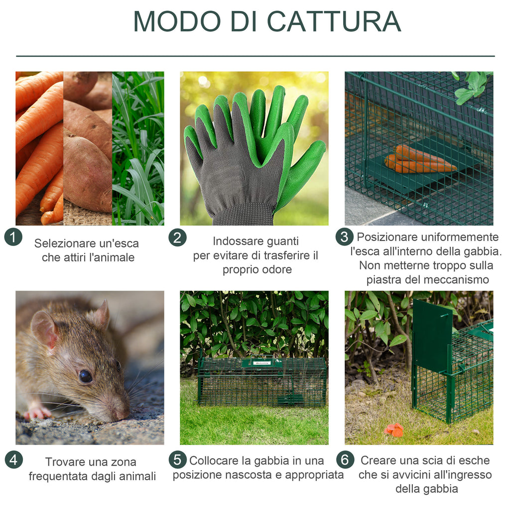 Foldable Steel Trap Cage for Live Animals, 81x26x34.5cm, Silver