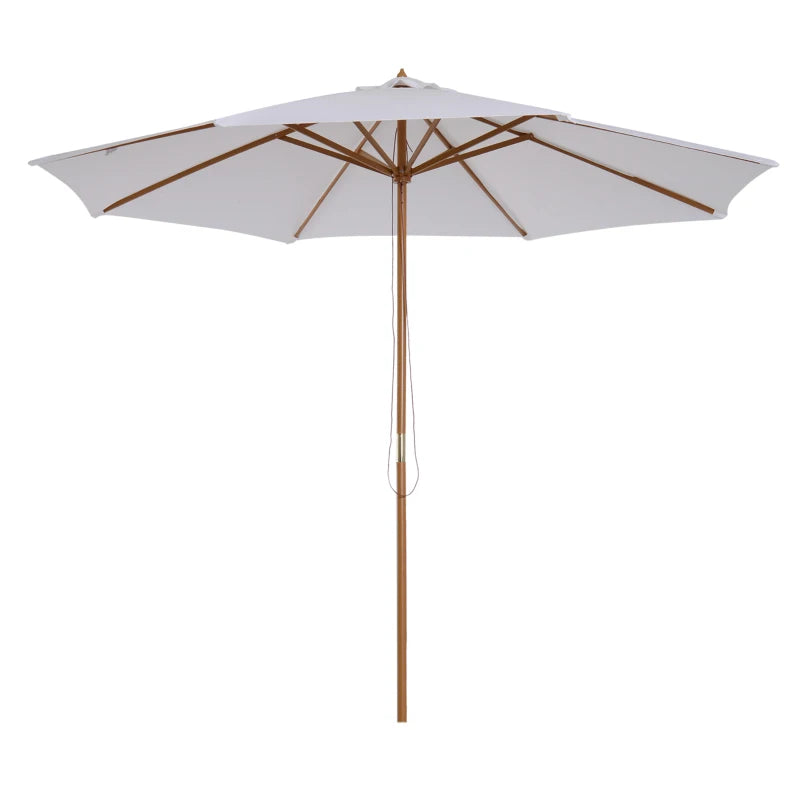 3x2.5 m Garden Umbrella with 8-Ribbed Wooden Pole, Made of Bamboo, Wood and Polyester, White - Borge' Group Limited