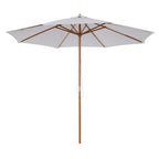 3x2.5 m Garden Umbrella with 8-Ribbed Wooden Pole, Made of Bamboo, Wood and Polyester, White - Borge' Group Limited