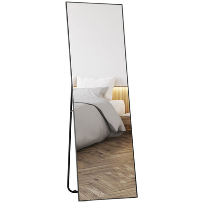 Modern Full Length Floor Mirror, Freestanding or Wall Mounted Design, 40x150cm, Black