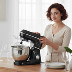 HOMCOM 1400W Stand Mixer with 7L Bowl and 6 Speeds, Dough Hook, Whisk and Beater, Black