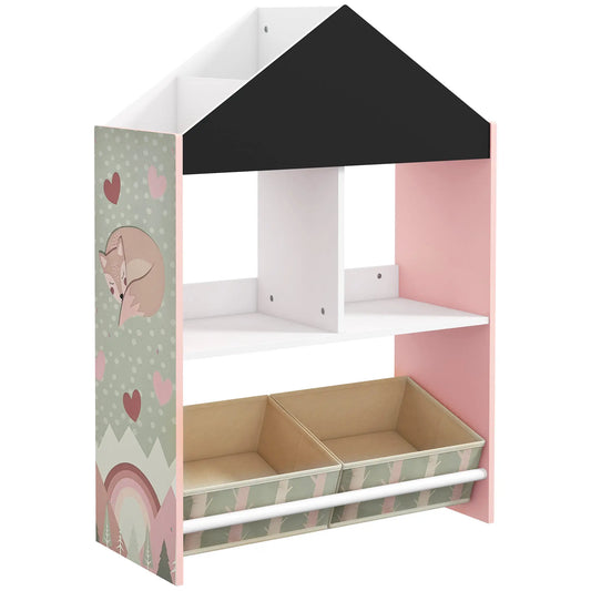 Children's Toy Storage Rack with Removable Shelves and Drawers, Pink