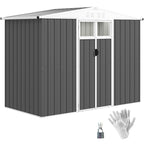 Garden Tool Shed in Galvanized Steel with 2 Doors, 246x117x180 cm, Dark Grey