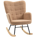 Upholstered Rocking Chair in Wood and Steel for Living Room and Bedroom, 71x98x101 cm, Brown
