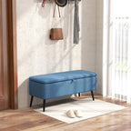Storage Bench Pouf Footstool Padded, 102x40x44 cm, Dark Blue