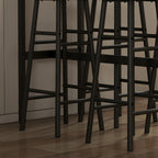 5-Piece Table and Chair Set with 4 Stools with Footrest and Rectangular Table, Black and Brown