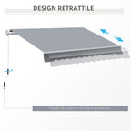 Outsunny 3x2.5m Roller Awning for Doors and Windows, in Aluminum and Anti-UV Polyester, Gray