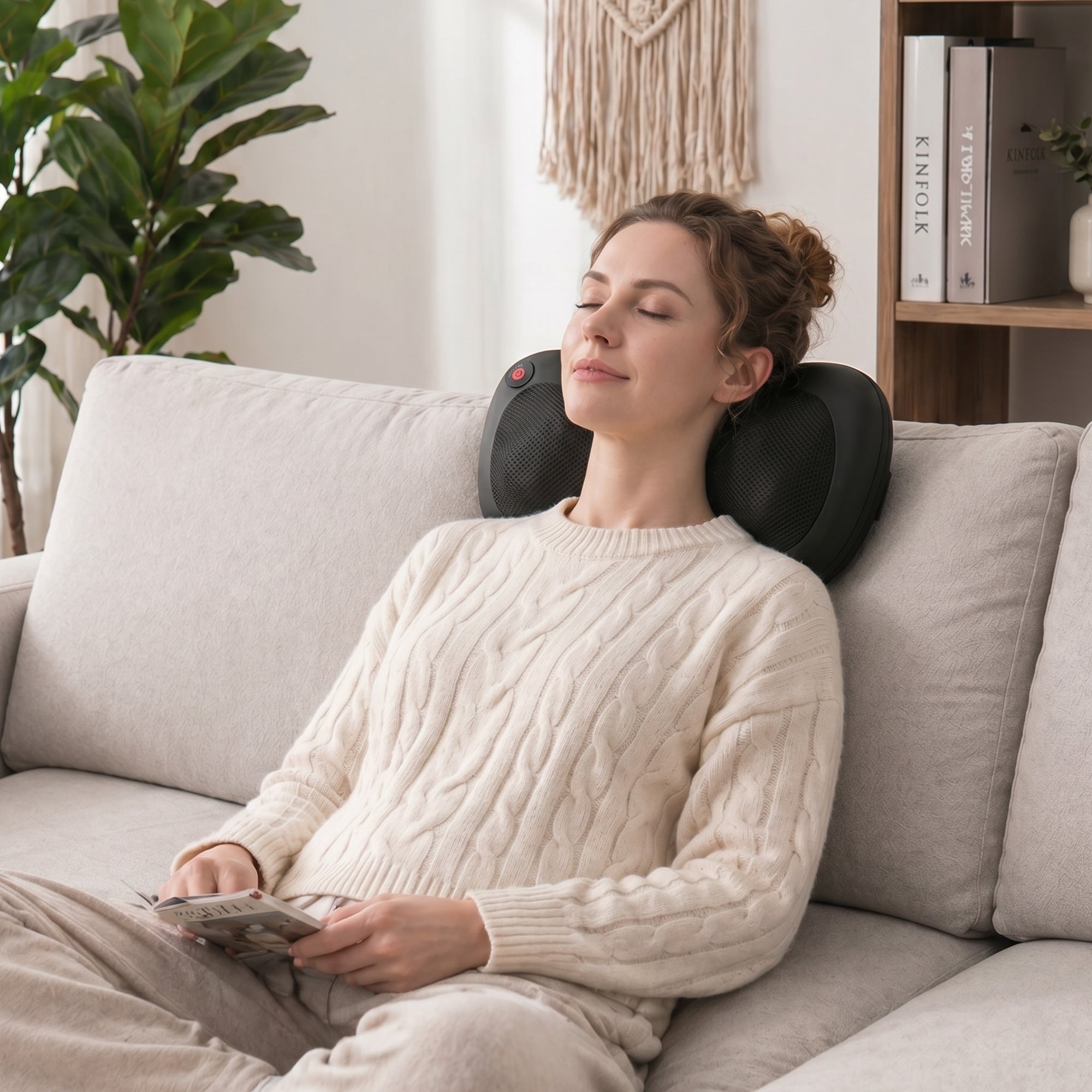 HOMCOM Back and Neck Massage Cushion with Heating and 4 Shiatsu Nodes, for Home, Office, Car, Black
