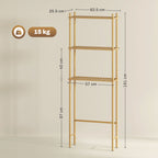 3-Tier Bamboo Slatted Over Toilet Cabinet, Wood Color, 63.5x25.5x181 cm