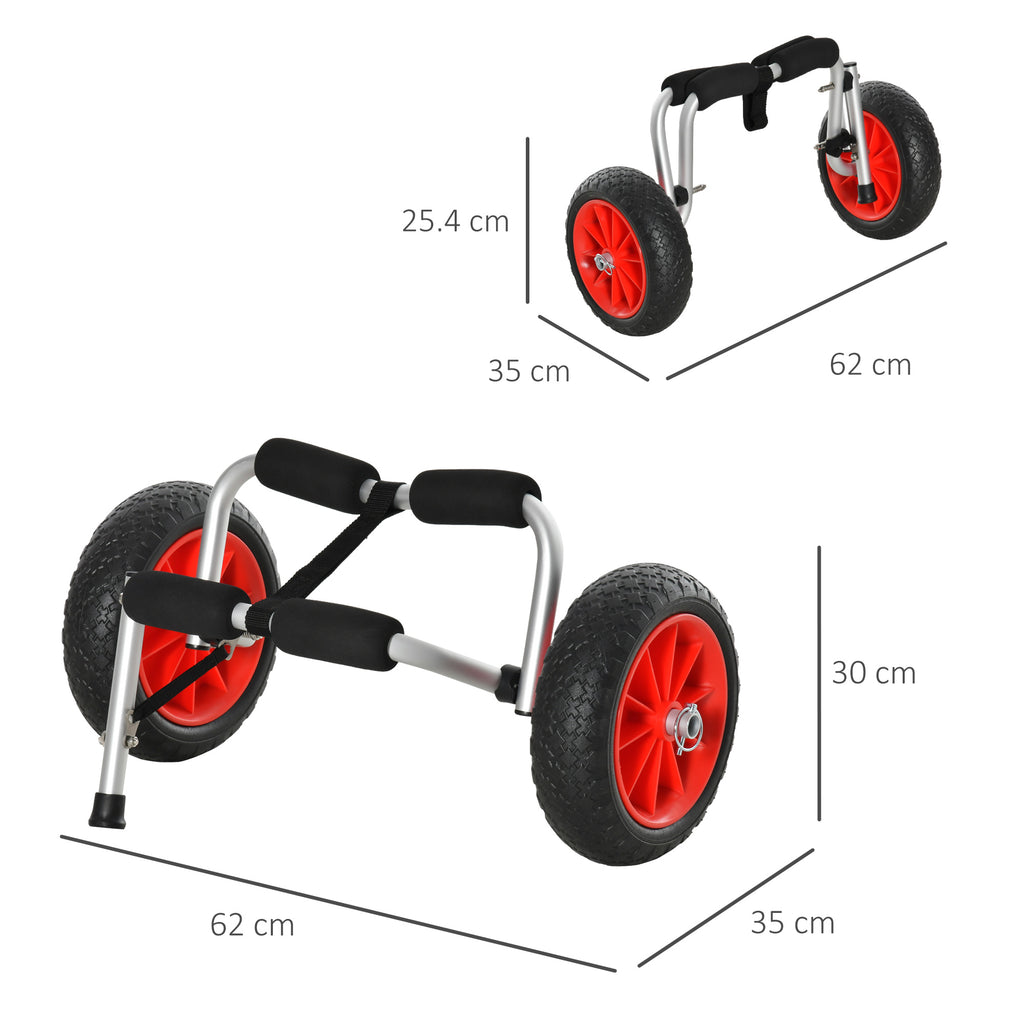 Folding Kayak Cart 25cm Tires Suitable for All Surfaces Max 70kg Aluminum 62x35x30cm