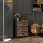 Chest of 4 Removable Drawers with Industrial Design in Wood and Steel, 60x29x85 cm, Brown and Black