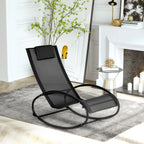 Zero Gravity Garden Lounger, Rocking Chair with Cushion and Breathable Fabric, 105x62x88cm, Black