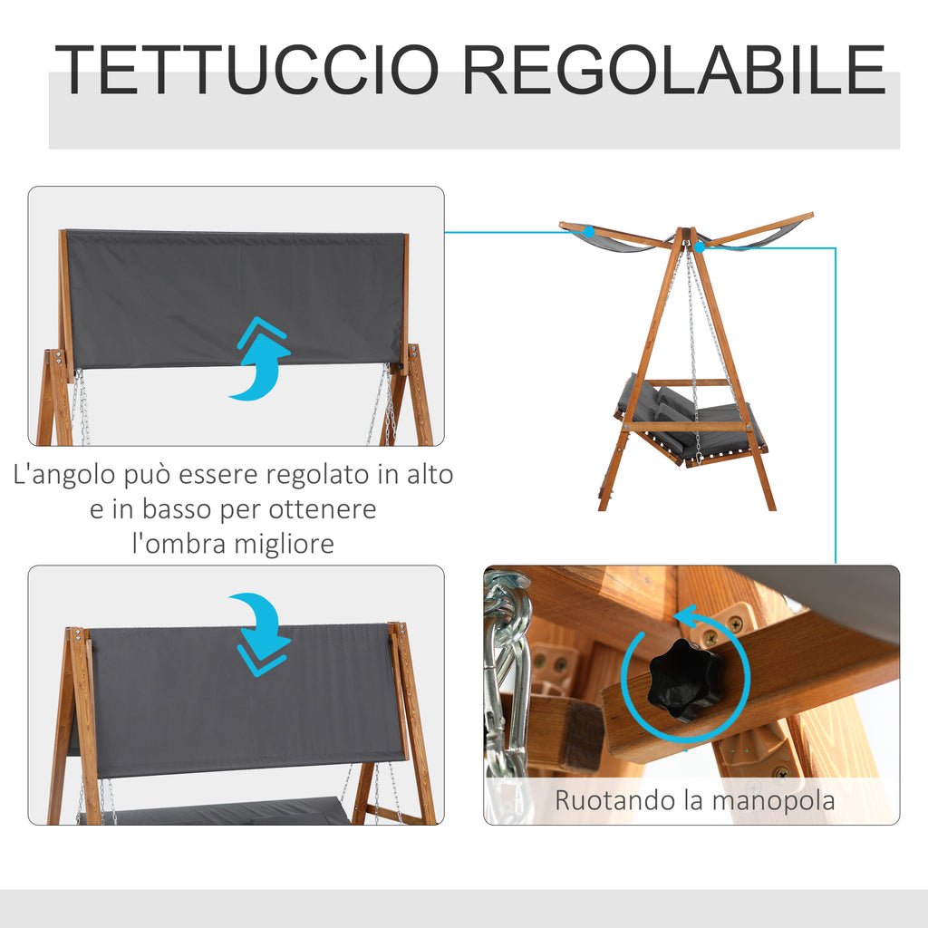 3-Seater Garden Swing Convertible to a Double Bed, 225.5x113x180cm