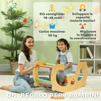 Children's Game 2 in 1 Montessori Arch and Rocking Chair for Indoor Use, in Pine Wood, 91x41x48 cm