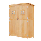 Wooden Garden Shed with Double Door, Shelves and Windows, 127.5x50x164cm