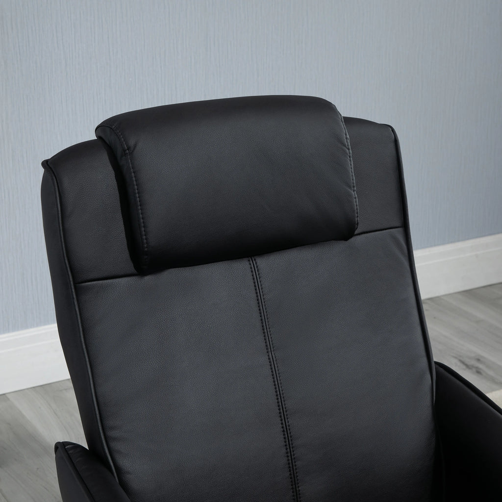 RELAX | Reclining Relax Chair with Matching Footstool and Faux Leather Upholstery, Black