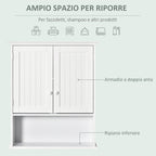 Wall-Mounted Bathroom Cabinet with 2 Doors and Open Shelf, Adjustable Internal Shelf, White
