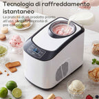 Ice Cream Maker with Built-in Compressor 1.5L, Soft and Hard Modes, Auto-Keep Cold Function, White