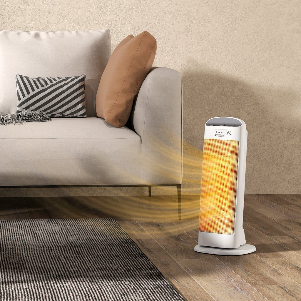 2000W Electric Ceramic Heater, 4 Modes and Adjustable Heating, 55° Oscillation, White